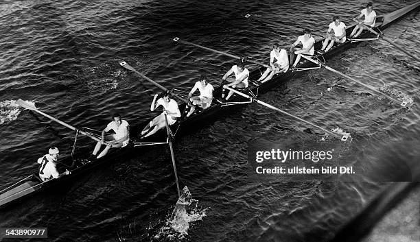 German Empire Free State Prussia Brandenburg Province Berlin: rowing regatta in Gruenau, the Berlin Rowing Club winning the eight-man scull -...