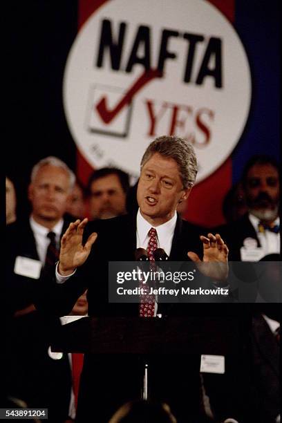 Bill Clinton makes a speech to the Washington Chamber of Commerce.