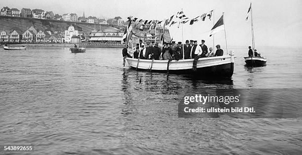 German Empire Kingdom Prussia Schleswig-Holstein Province Helgoland: Inauguration of a new ferry at the event of the centenary of the sea resort...