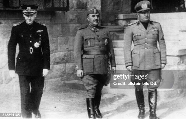 Mussolini, Benito - Politician, Italy*29.07.1883-+- from the right: Mussolini, General Francisco Franco and Ramon Serrano Suner in Bordighera - -...