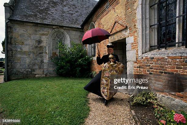 Catholic Priest Quintin Montgomery-Wright in Chamblac in Normandy