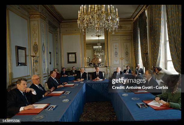 Constitutional council member Noelle Lenoir at the Elysee Palace in Paris during the oath for new members.