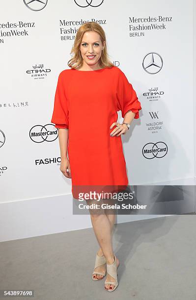 Jule Goelsdorf during the Lena Hoschek show during the Mercedes-Benz Fashion Week Berlin Spring/Summer 2017 at Erika Hess Eisstadion on June 30, 2016...