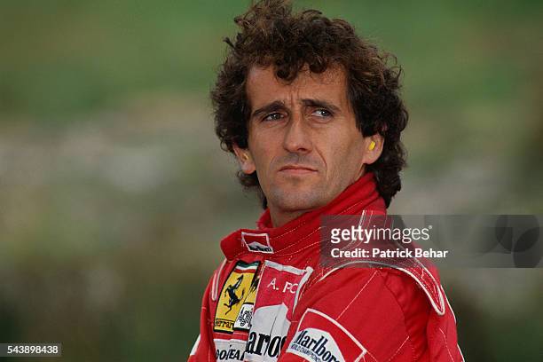 Ferrari driver Alain Prost at the 1991 Belgian Grand Prix.