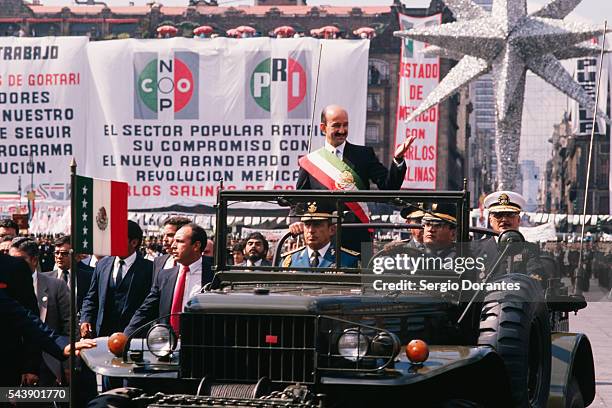 Mexican President Carlos Salinas Following His Victory