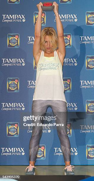 Actress Ana Fernandez attends the 'Tampax Compak Pearl' photocall at O2 Gym on June 30, 2016 in Madrid, Spain.