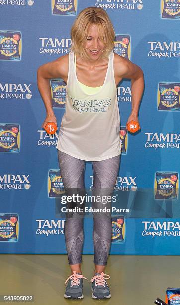 Actress Ana Fernandez attends the 'Tampax Compak Pearl' photocall at O2 Gym on June 30, 2016 in Madrid, Spain.