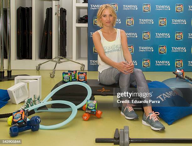 Actress Ana Fernandez attends the 'Tampax Compak Pearl' photocall at O2 Gym on June 30, 2016 in Madrid, Spain.