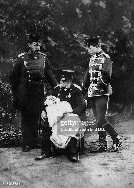 With the Emperors Wilhelm I , Frederick III and Crown Prince Frederick William - four generations - Photographer: Selle & Kuntze - 1882 Vintage...