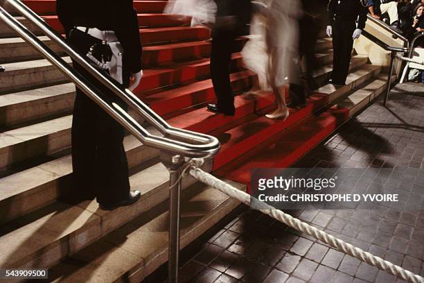 Steps and red carpet of the Palais des Festivals et des Congres, during the Cannes Film Festival.