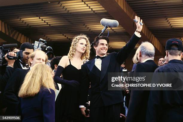 Australian actress Nicole Kidman and husband, American actor Tom Cruise on the steps of the Palais des Festivals during the Cannes Film Festival for...