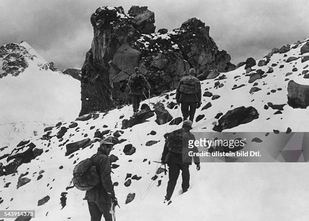 1st Mountain Division of the German Wehrmacht; mountain infantry at Caucasus on their way to the Elbrus summit