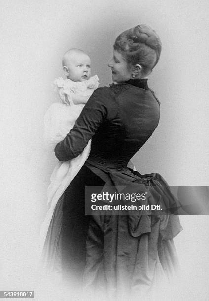 Auguste Victoria - German Empress, Queen of Prussia*22.10.1858-+- with her son Prince August Wilhelm - Photographer: Selle & Kuntze- 1887Vintage...