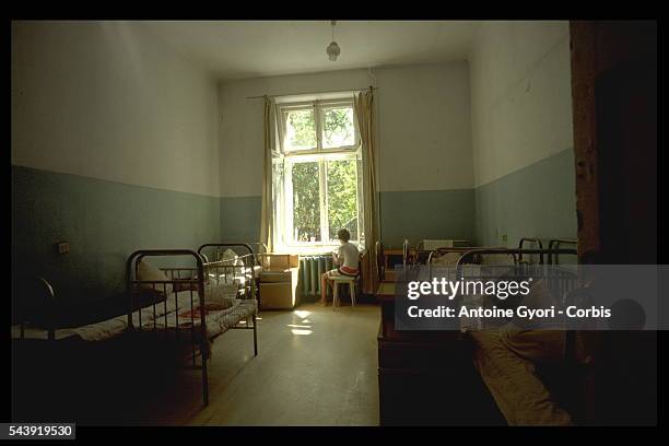 Girl suffering from leukemia in her room at the hospital in Karabache.