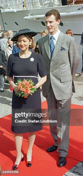 Princess Alexandra with her husband Prince Joachim at Stubbekoping Harbour.