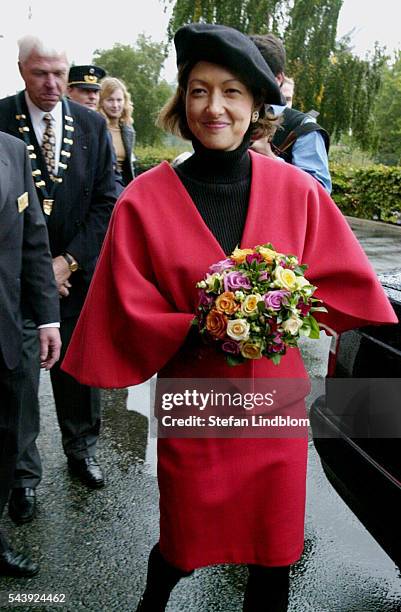 Princess Alexandra of Denmark visits a fire station on the open day for children in Helsingor.