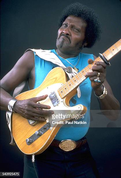 American blues musician Albert Collins performs, Chicago, Illinois, October 12, 1977.