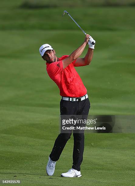Adrian Otaegui of Spain plays a shot from the fairway during day one of the 100th Open de France at Le Golf National on June 30, 2016 in Paris,...