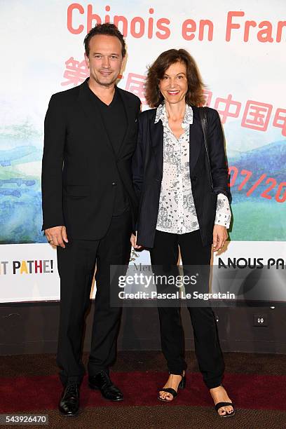 Vincent Perez and Anne Fontaine attend the 6th Chinese Film Festival : Photocall at Cinema Gaumont Marignan on June 30, 2016 in Paris, France.