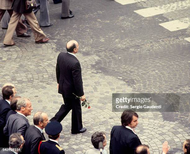 French President Francois Mitterrand arrives at the Pantheon on the day of his investiture.