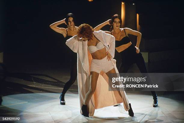 French Singer Mylene Farmer Performs on Television