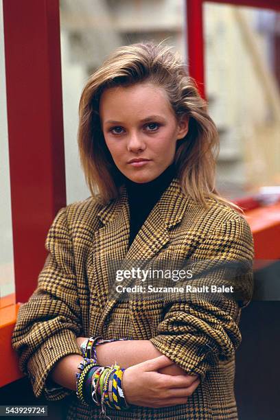 French singer and actress Vanessa Paradis around the time of her hit single Joe le taxi.