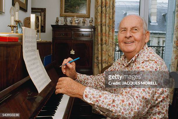 French musician Stephane Grappelli at home.