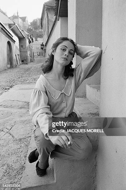 Emmanuelle Béart enjoys a day off from filming a TV movie "Zacharius", directed by Claude Grinberg in Sighisoara.