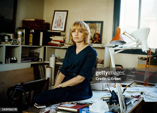 French Cartoonist Claire Bretecher in Her Study at Home