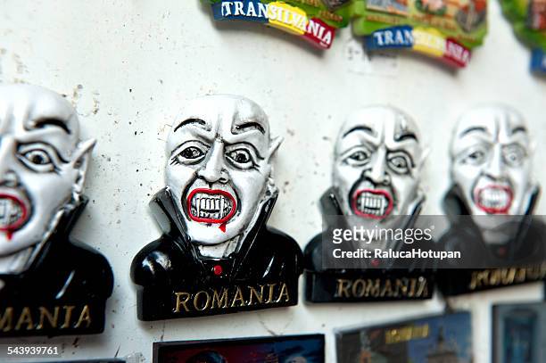 sighisoara - dracula souvenirs - mures stock pictures, royalty-free photos & images