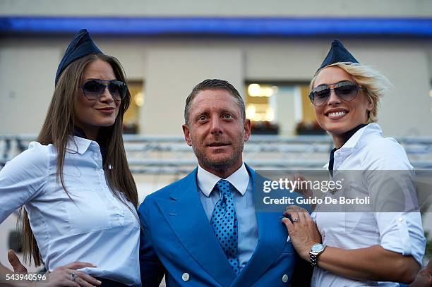 Lapo Elkann arrives in helicopter at the Learjet 31 'Nel Blu Dipinto Di Blu' Unveling At Linate SEA Prime on June 27, 2016 in Milan, Italy.