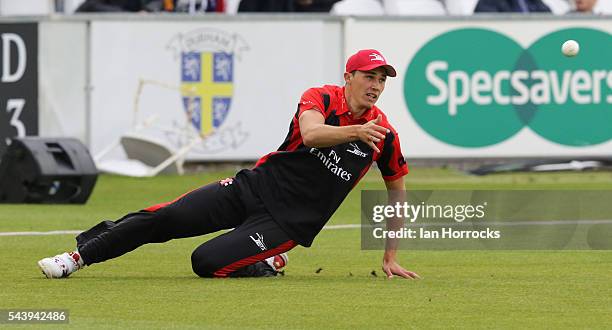 Paul Coughlin of Durham during the NatWest T20 Blast game between Durham Jets and Worcestershire Rapids at Emirates Durham ICG on June 30, 2016 in...