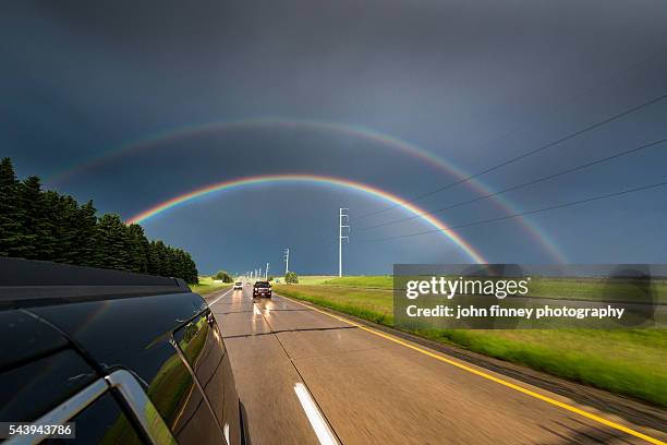 minnesota double rainbow. usa - dubbel regnbåge bildbanksfoton och bilder