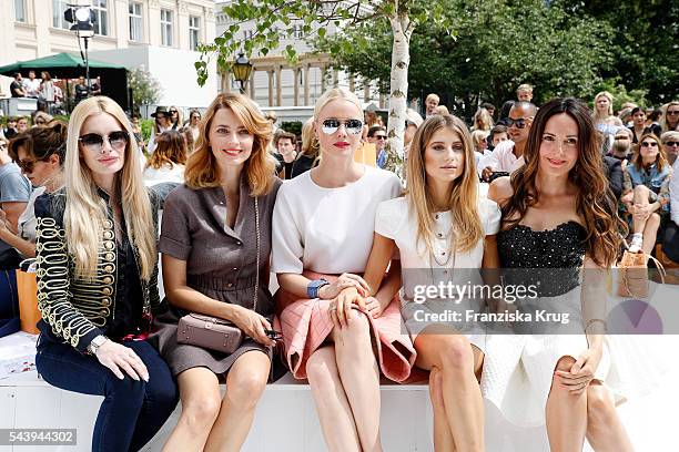 Mirja du Mont, Eva Padberg, Franziska Knuppe, Cathy Hummels and Johanna Klum attend the presentation of the Rauch Happy Day Limited Edition designed...