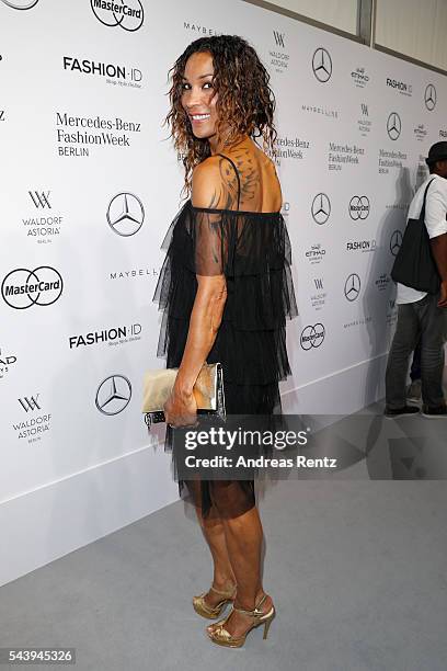 Annabelle Mandeng attends the 'Designer for Tomorrow' show during the Mercedes-Benz Fashion Week Berlin Spring/Summer 2017 at Erika Hess Eisstadion...
