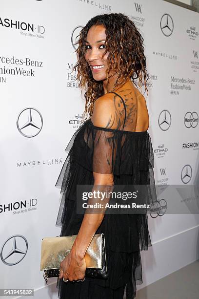 Annabelle Mandeng attends the 'Designer for Tomorrow' show during the Mercedes-Benz Fashion Week Berlin Spring/Summer 2017 at Erika Hess Eisstadion...