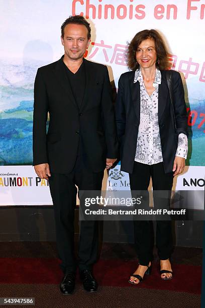 Actor Vincent Perez and Director Anne Fontaine attend the 6th Chinese Film Festival : Photocall at Cinema Gaumont Marignan on June 30, 2016 in Paris,...