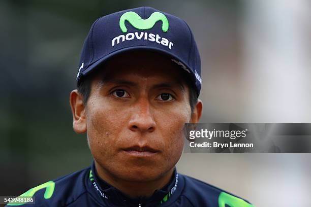 Nairo Quintana of Colombia and the Movistar Team attends the Team Presentation ahead of the 2016 Tour de France at on June 30, 2016 in...