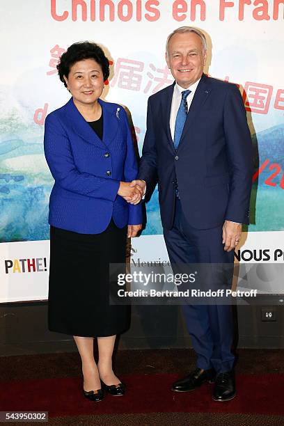 Vice Prime Minister of China Liu Yandong and Minister of Foreign Affairs Jean-Marc Ayrault attend the 6th Chinese Film Festival : Photocall at Cinema...