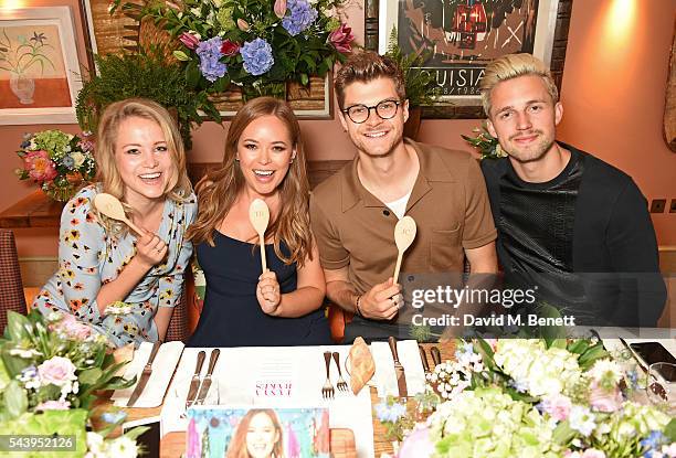 Poppy Jamie, Tanya Burr, Jim Chapman and Marcus Butler attend an intimate dinner hosted by Tanya Burr to launch her first cookbook 'Tanya Bakes' at...