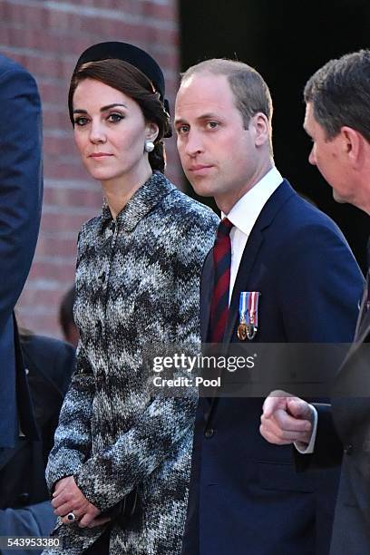 Catherine, Duchess of Cambridge and Prince William, Duke of Cambridge attend the Somme Centenary commemorations at the Thiepval Memorial on June 30,...