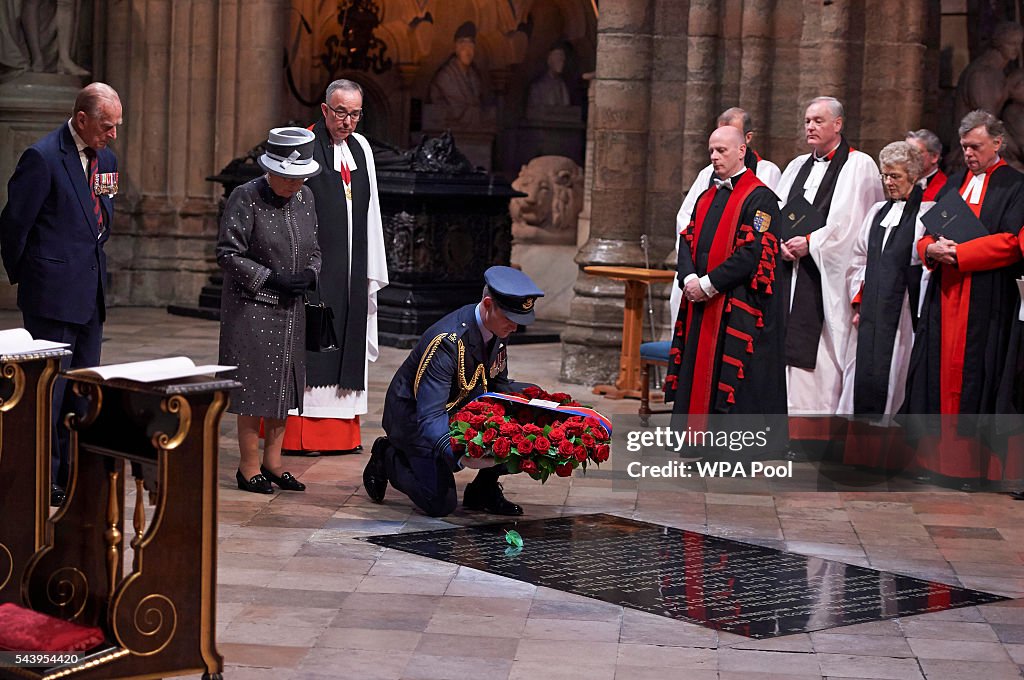 The Queen And Duke Of Edinburgh Attend Service On the Eve Of The Centenary Of The Battle Of The Somme