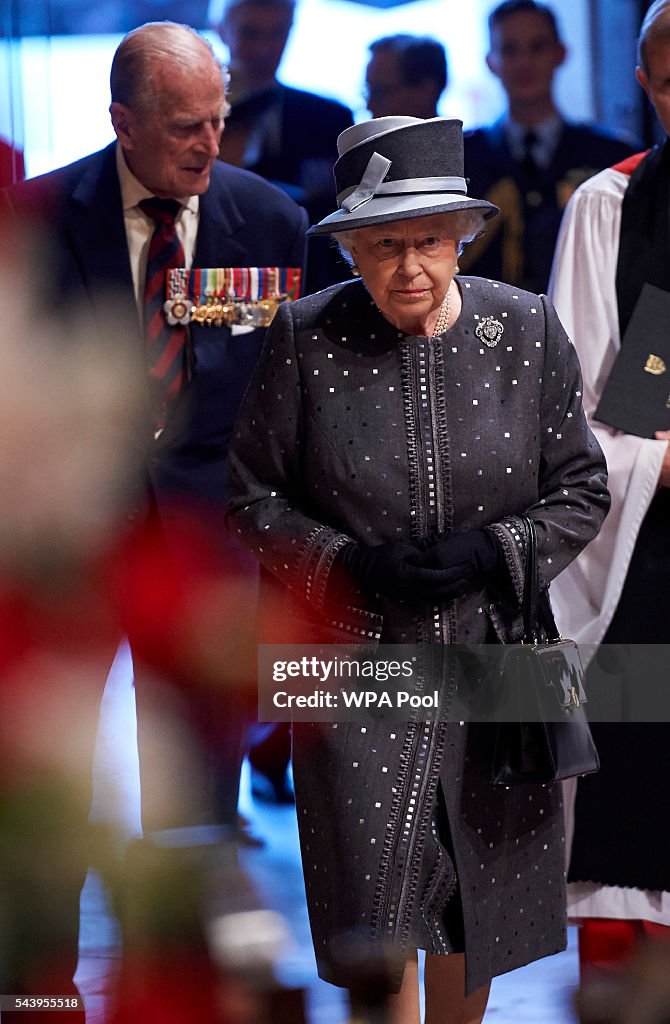 The Queen And Duke Of Edinburgh Attend Service On the Eve Of The Centenary Of The Battle Of The Somme