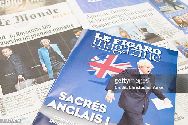 french newspapers react to post-brexit uk political fallout - global reaction to the uk eu referendum bildbanksfoton och bilder