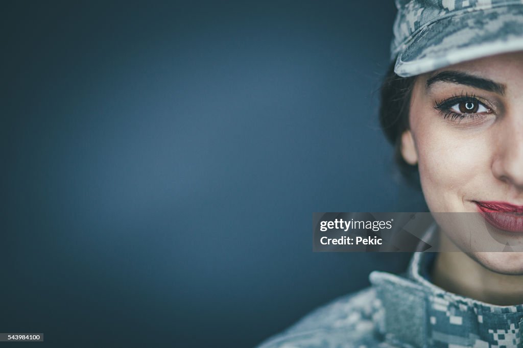 Smiling female soldier