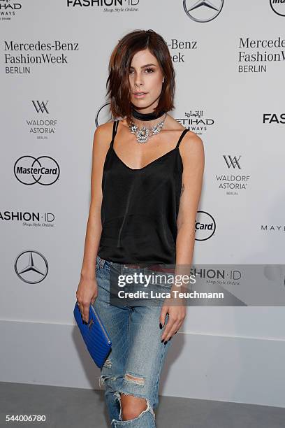 Lena Meyer-Landrut attends the 'Designer for Tomorrow' show during the Mercedes-Benz Fashion Week Berlin Spring/Summer 2017 at Erika Hess Eisstadion...