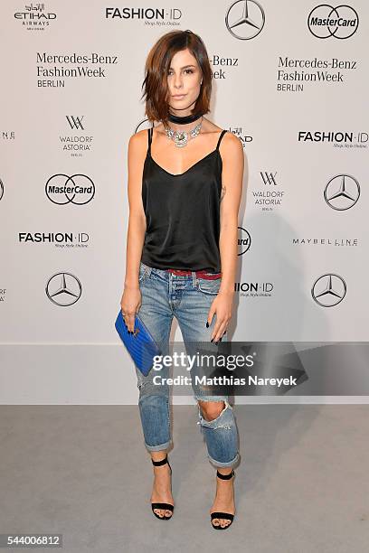 Lena Meyer-Landrut attends the 'Designer for Tomorrow' show during the Mercedes-Benz Fashion Week Berlin Spring/Summer 2017 at Erika Hess Eisstadion...