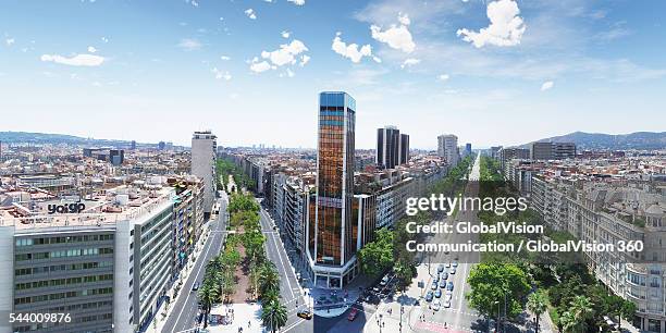plaça de francesc macia in barcelona, spain - avenida imagens e fotografias de stock