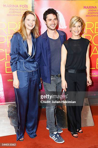 Josephine Japy, Jeremie Elkaim and Marina Fois attend "Irreprochable" Paris Premiere at UGC Cine Cite des Halles on June 30, 2016 in Paris, France.