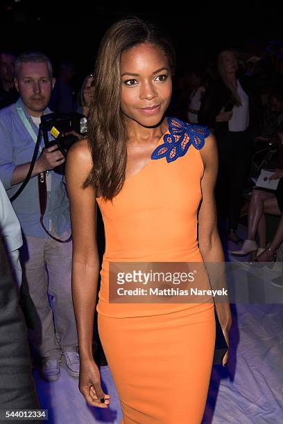 Naomi Harris attends the 'Designer for Tomorrow' show during the Mercedes-Benz Fashion Week Berlin Spring/Summer 2017 at Erika Hess Eisstadion on...